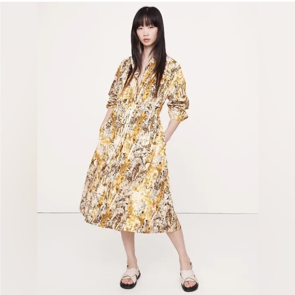 Banana Republic Yellow Floral Midi Dress - Picture 5 of 9